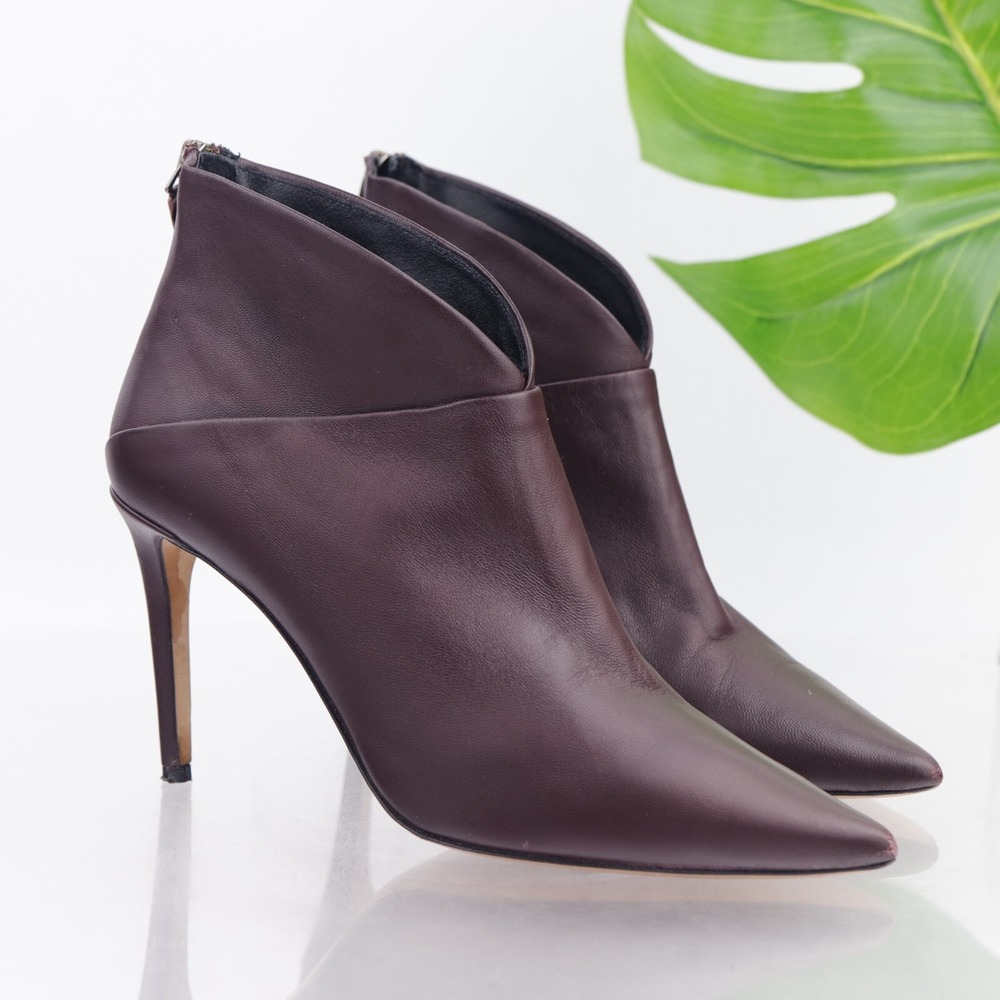 Grigiarancio Womens Boot Size 38 7 Burgundy Leather Pointed Elegant Heel Booties